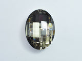 Crystal Glass 36x50mm Faceted Oval Pendant, Gray, 1piece-BeadXpert