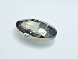 Crystal Glass 36x50mm Faceted Oval Pendant, Gray, 1piece-BeadXpert