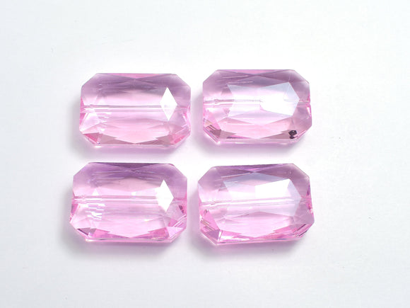 Crystal Glass 18x26mm Faceted Rectangle Beads, Pink, 2pieces-BeadXpert
