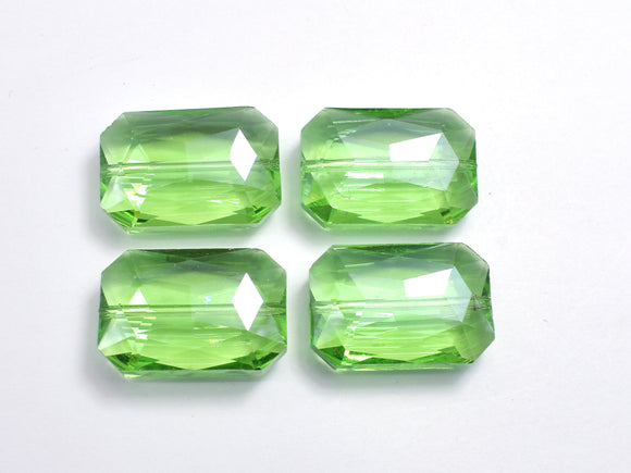 Crystal Glass 18x26mm Faceted Rectangle Beads, Green, 2pieces-BeadXpert