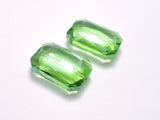 Crystal Glass 18x26mm Faceted Rectangle Beads, Green, 2pieces-BeadXpert