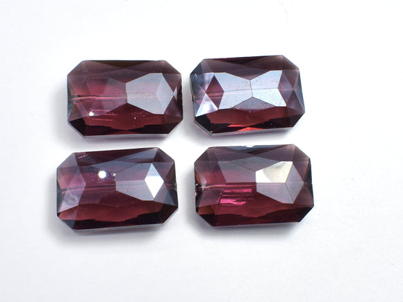Crystal Glass 18x26mm Faceted Rectangle Beads, Wine Red, 2pieces-BeadXpert