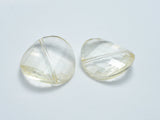 Crystal Glass 28mm Twisted Faceted Coin Beads, Light Champagne, 2pieces-BeadXpert