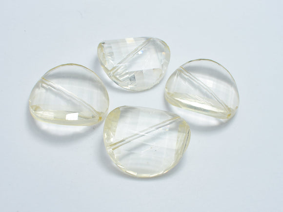 Crystal Glass 28mm Twisted Faceted Coin Beads, Light Champagne, 2pieces-BeadXpert