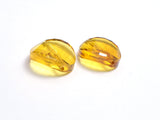 Crystal Glass 18mm Twisted Faceted Coin Beads, Yellow, 4pieces-BeadXpert