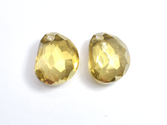 Crystal Glass 22x27mm Faceted Free Form Pendant, Yellow, 1piece-BeadXpert