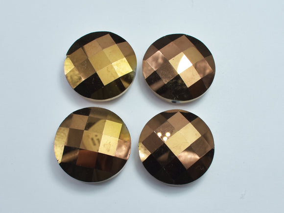 Crystal Glass 30mm Faceted Coin Beads, Brown Coated, 2pieces-BeadXpert
