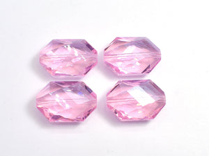 Crystal Glass 17x25mm Faceted Irregular Hexagon Beads, Pink, 2pieces-BeadXpert