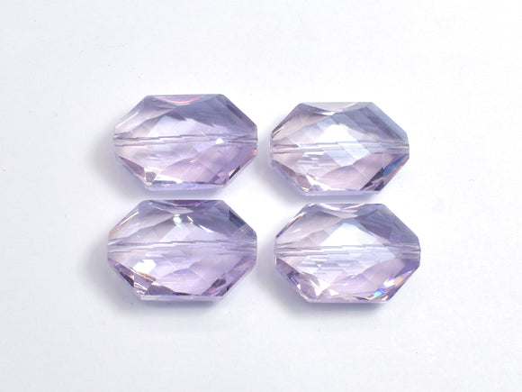 Crystal Glass 17x25mm Faceted Irregular Hexagon Beads, Lavender, 2pieces-BeadXpert