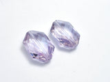 Crystal Glass 17x25mm Faceted Irregular Hexagon Beads, Lavender, 2pieces-BeadXpert