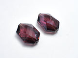 Crystal Glass 17x25mm Faceted Irregular Hexagon Beads, Wine Red, 2pieces-BeadXpert