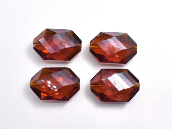 Crystal Glass 17x25mm Faceted Irregular Hexagon Beads, Brown, 2pieces-BeadXpert