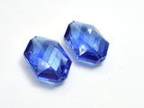Crystal Glass 17x25mm Faceted Irregular Hexagon Beads, Blue, 2pieces-BeadXpert