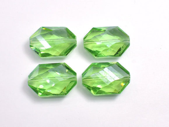 Crystal Glass 17x25mm Faceted Irregular Hexagon Beads, Green, 2pieces-BeadXpert