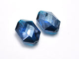 Crystal Glass 17x25mm Faceted Irregular Hexagon Beads, Dark Blue, 2pieces-BeadXpert