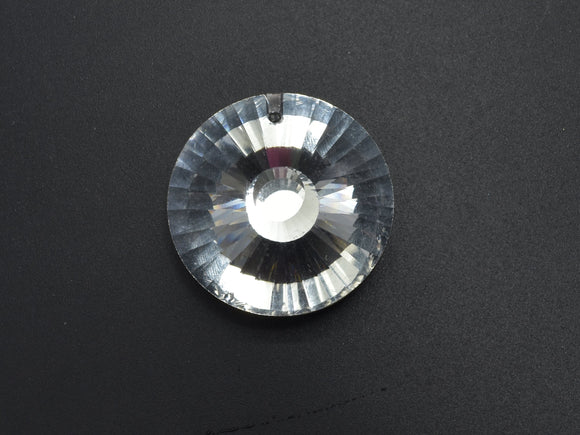 Crystal Glass 30mm Faceted Bicone Pendant, Clear, 1piece-BeadXpert