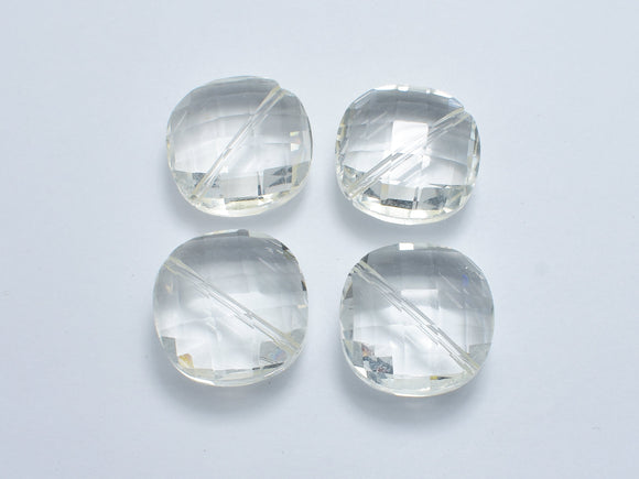 Crystal Glass 20x20mm Faceted Diamond Beads, Clear, 2pieces-BeadXpert