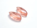 Crystal Glass 12x25mm Faceted Marquise Beads, Peach, 2pieces-BeadXpert