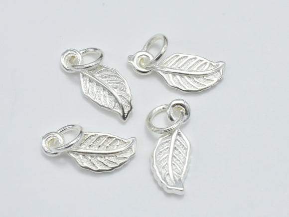 2pcs 925 Sterling Silver Charms, Leaf Charms, 14x6mm-Metal Findings & Charms-BeadXpert