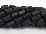 Raw Black Tourmaline, 9x(11-14)mm, Faceted Tube-BeadXpert