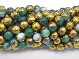 Mystic Coated Banded Agate-Green & Gold, 6mm, Faceted-BeadXpert