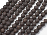Matte Black Sandalwood Beads, 6mm(6.3mm) Round-Wood-BeadXpert