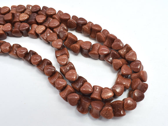 Goldstone Beads, 7.8x9.5mm Heart Beads-BeadXpert