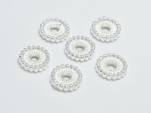 8pcs 925 Sterling Silver Beads, 6.8mm, Disc Beads, Daisy Spacers-BeadXpert