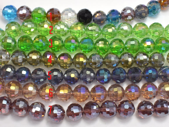 Crystal Glass Beads, 12mm Faceted Round Beads with AB, 12 beads-Pearls & Glass-BeadXpert