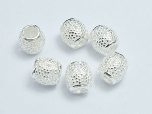 2pcs 925 Sterling Silver Filigree Drum Beads 6.5x6.8mm,-BeadXpert