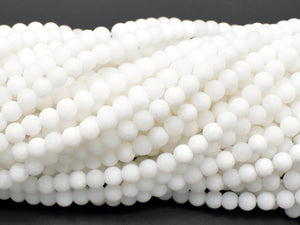 Matte White Jade Beads, 4mm (4.7mm) Round Beads-Gems: Round & Faceted-BeadXpert