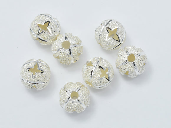 6pcs 925 Sterling Silver Beads, Stardust Silver Beads, 6mm Round-Gems: Round & Faceted-BeadXpert