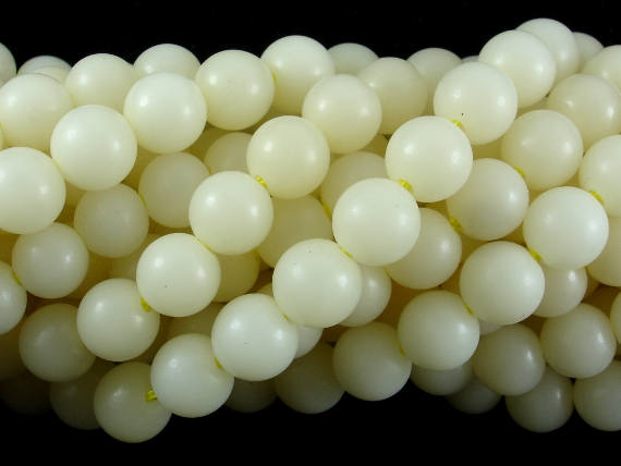 Bodhi Seed Beads, Ivory White, 8mm (7.8mm) Round Beads, 32 Inch-Wood-BeadXpert