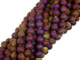 Druzy Agate Beads, Purple Gold Geode Beads, 6mm (6.5 mm) Round-Agate: Round & Faceted-BeadXpert