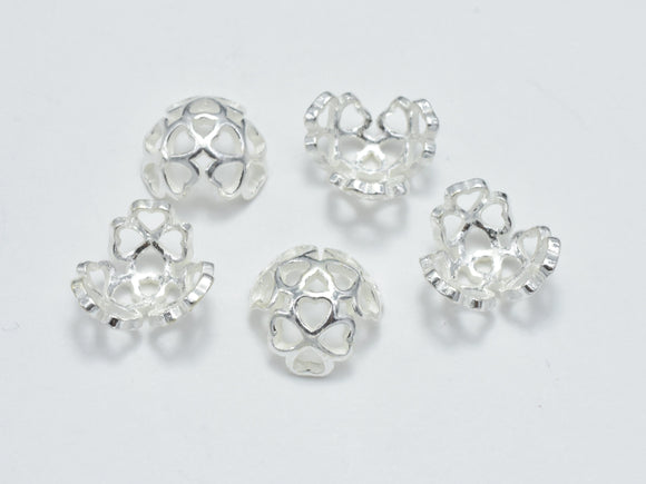 4pcs 925 Sterling Silver Bead Caps, 9x3.6mm Flower Bead Caps-Metal Findings & Charms-BeadXpert