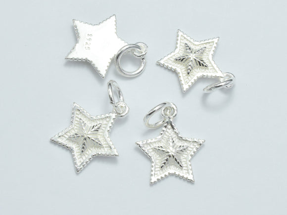 2pcs 925 Sterling Silver Charms, Star Charms, 12mm-BeadXpert