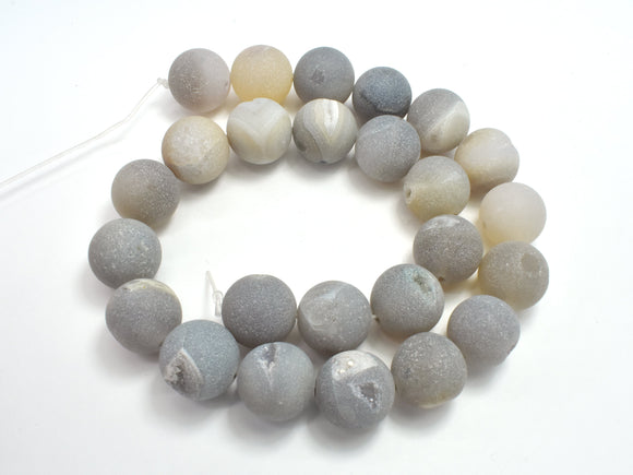 Druzy Agate Beads, Geode Beads-Gray, 16mm Round Beads-BeadXpert