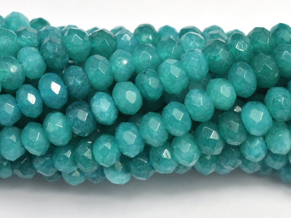 Jade -Teal 3x4mm Faceted Rondelle, 14 Inch-BeadXpert