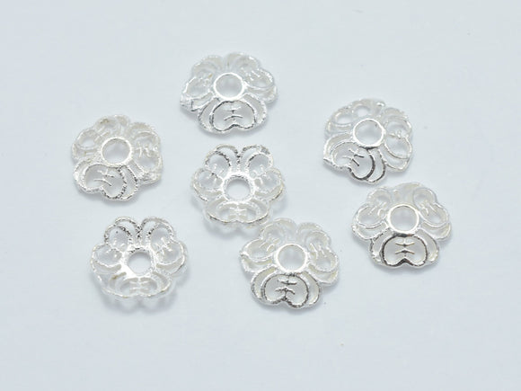 20pcs 925 Sterling Silver Bead Caps, 6x1.4mm Flower Bead Caps-Metal Findings & Charms-BeadXpert