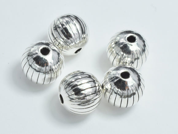 2pcs 925 Sterling Silver Beads-Antique Silver, 8mm Round, Spacer Beads-BeadXpert
