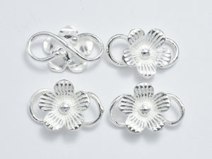 1pc 925 Sterling Silver Bead Connector, Flower Connector, Flower Link, Opened S Wire, 17x11mm-BeadXpert