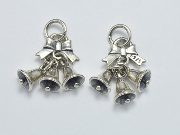 1pc 925 Sterling Silver Charm-Antique Silver, Bell Charm, Approx. 21x12mm, 6mm Bell-BeadXpert