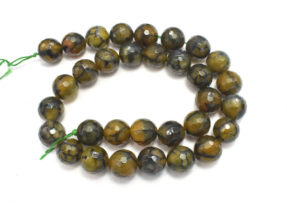 DRAGON VEIN AGATE BEADS, 11.5MM FACETED ROUND-Agate: Round & Faceted-BeadXpert