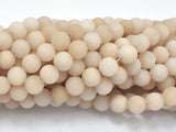 Matte Jade Beads, Cream White, 8mm (8.4mm) Round-Gems: Round & Faceted-BeadXpert