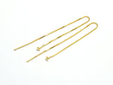 4pcs 24K Gold Vermeil Ear Wire, 925 Sterling Silver Ear Wire, 90mm Long Chain Ear wire-Metal Findings & Charms-BeadXpert