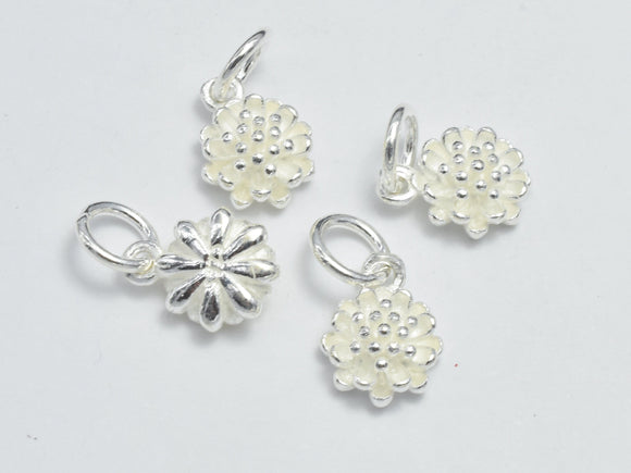 2pcs 925 Sterling Silver Charms, Flower Charms, 8mm-BeadXpert