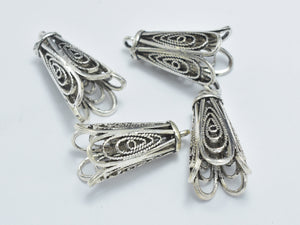 1pc 925 Sterling Silver Bead Cap, Bead Cone-Antique Silver, 19x10mm Filigree Bead Cap-Metal Findings & Charms-BeadXpert