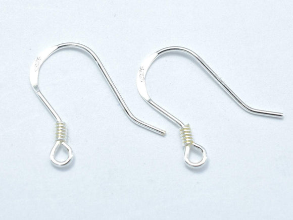 10pcs 925 Sterling Silver Earwire, Earring Hook, Fishhook, 15x10mm, 0.60mm(23gauge), 2mm Coil-Metal Findings & Charms-BeadXpert