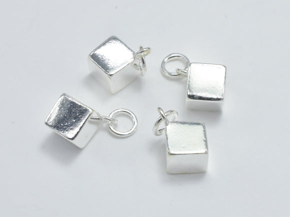 1pc 925 Sterling Silver Charms, Cube Charm, 6x6mm-Metal Findings & Charms-BeadXpert
