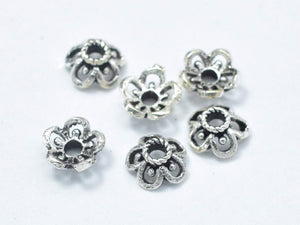10pcs 925 Sterling Silver Bead Caps-Antique Silver, 5.5x2.4mm Flower Bead Caps-Metal Findings & Charms-BeadXpert